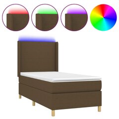 vidaXL atsperu gulta ar matraci, LED, tumši brūns audums, 80x200 cm цена и информация | Кровати | 220.lv