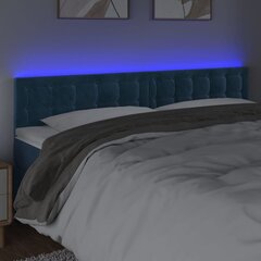 vidaXL gultas galvgalis ar LED, 180x5x78/88 cm, tumši zils samts cena un informācija | Gultas | 220.lv
