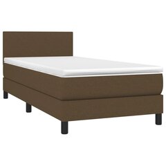vidaXL atsperu gulta ar matraci, LED, tumši brūns audums, 80x200 cm цена и информация | Кровати | 220.lv