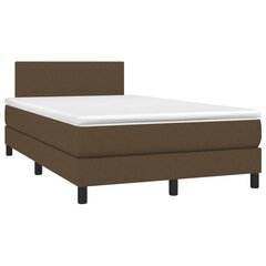vidaXL atsperu gulta ar matraci, LED, tumši brūns audums, 120x200 cm cena un informācija | Gultas | 220.lv
