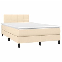 vidaXL atsperu gulta ar matraci, LED, krēmkrāsas audums, 120x200 cm цена и информация | Кровати | 220.lv