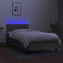 vidaXL atsperu gulta ar matraci, LED, pelēkbrūns audums, 80x200 cm cena un informācija | Gultas | 220.lv
