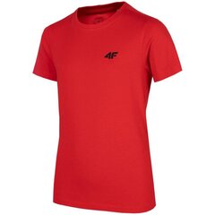 T-krekls 4F Jr HJZ22 JTSM001 62S, sarkans cena un informācija | Zēnu krekli | 220.lv