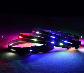 Apgaismota LED suņu kakla siksna - signāla pagrabs MT7115 (melns) cena un informācija | Apkakles, siksnas suņiem | 220.lv