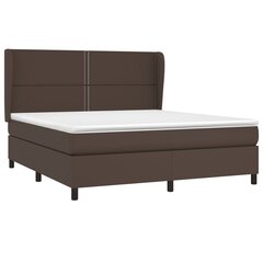 vidaXL atsperu gulta ar matraci, brūna, 180x200 cm, mākslīgā āda cena un informācija | Gultas | 220.lv