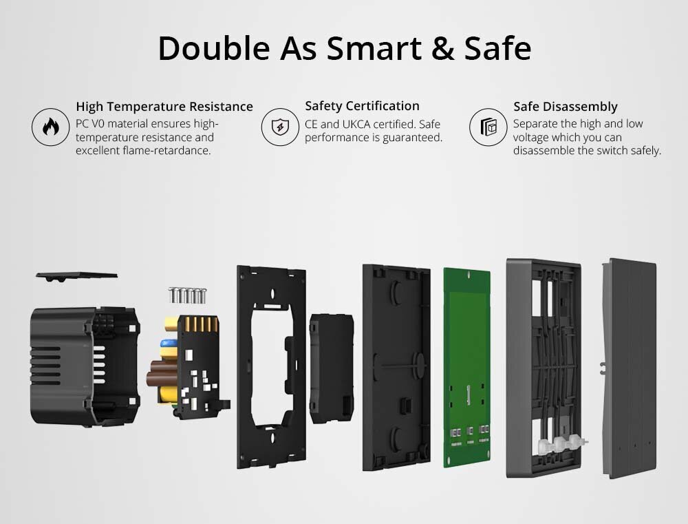 Slēdzis Sonoff 80 mm plats M5-1C-80 cena un informācija | Elektrības slēdži, rozetes | 220.lv