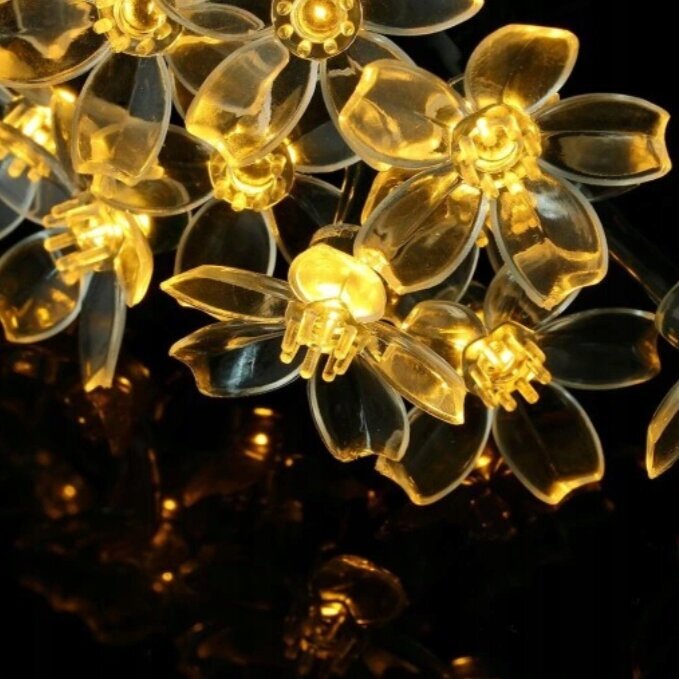 Ziedu vītne ar saules bateriju, 5 m цена и информация | Āra apgaismojums | 220.lv
