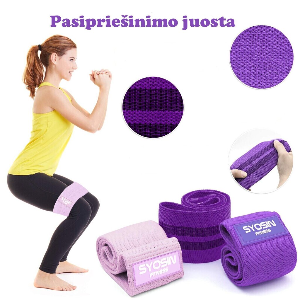 Pretestības lente, komplektā 3 gab. Sporta gumijas visam ķermenim cena un informācija | Fitnesa gumijas, gredzeni | 220.lv