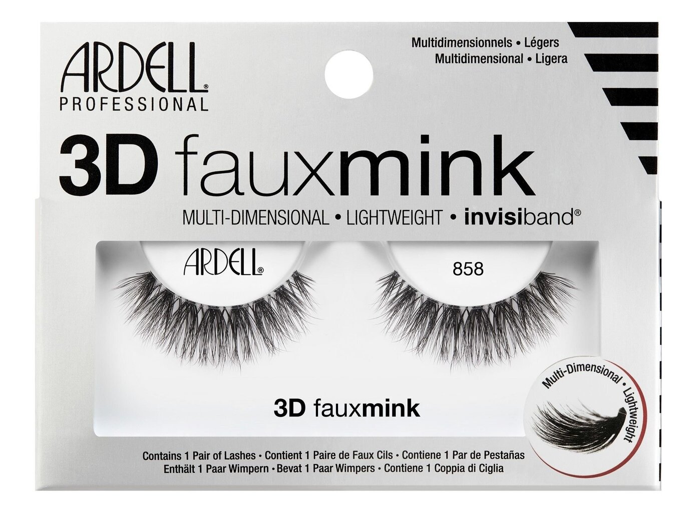 Mākslīgās skropstas Ardell 3D Faux Mink False Eyelashes 858 Lash, melnas cena un informācija | Mākslīgās skropstas, skropstu atliecēji | 220.lv