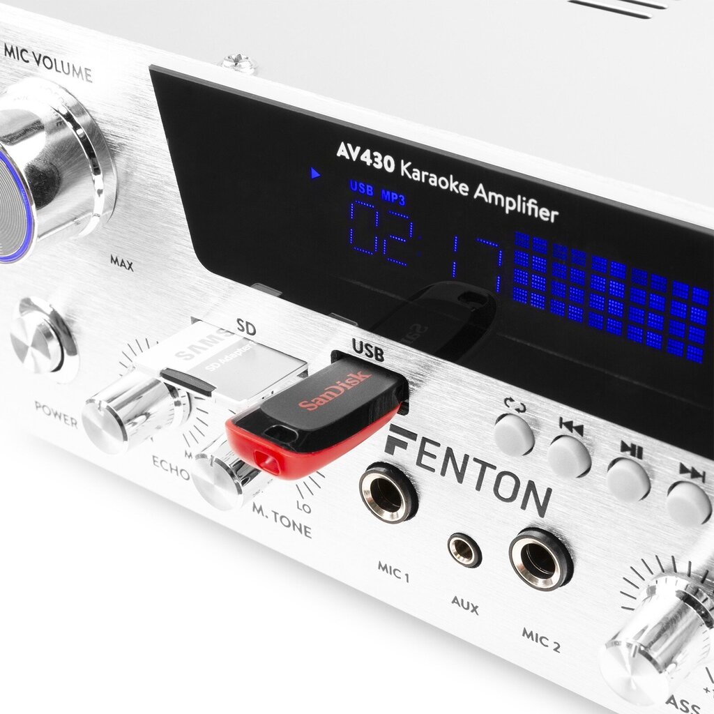 Fenton AV430A karaoke skaņas pastiprinātājs 2x 300W cena un informācija | Mājas akustika, Sound Bar sistēmas | 220.lv