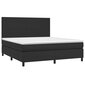 vidaXL atsperu gulta ar matraci, LED, melna, 160x200 cm, mākslīgā āda cena un informācija | Gultas | 220.lv