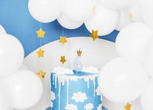 Свеча ко дню рождения, № 6, голубая с короной, 9,5см цена и информация | Праздничные декорации | 220.lv