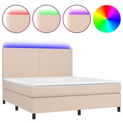 vidaXL atsperu gulta ar matraci, LED, kapučīno, 160x200 cm cena un informācija | Gultas | 220.lv