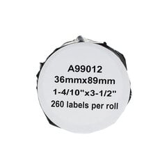 Rezerves etiķetes DYMO Labelwrites, 89 x 36 mm, 260 gab., balts iepakojums 2 gab. cena un informācija | Piederumi printerim | 220.lv