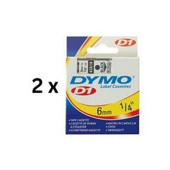 Lenta DYMO D1, 6 mm, BLACK font/WHITE lentes iepakojums 2 gab. cena un informācija | Piederumi printerim | 220.lv