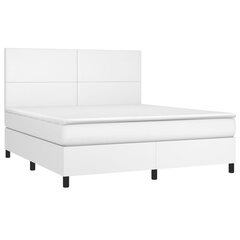 vidaXL atsperu gulta ar matraci, LED, balta, 180x200 cm, mākslīgā āda cena un informācija | Gultas | 220.lv