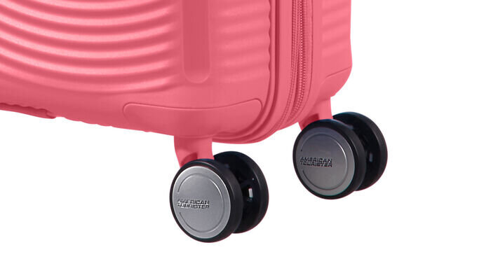 American Tourister vidējā lieluma ceļojumu koferis Soundbox Spinner Expandable 67 cm, Sun Kissed Coral cena un informācija | Koferi, ceļojumu somas | 220.lv