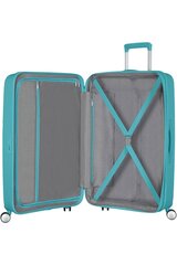 American Tourister средний чемодан Soundbox Spinner Expandable 67см, Turquise Tonic цена и информация | Чемоданы, дорожные сумки  | 220.lv