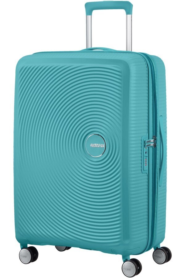 American Tourister vidējā lieluma ceļojumu koferis Soundbox Spinner Expandable 67 cm, Turquise Tonic cena un informācija | Koferi, ceļojumu somas | 220.lv