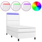 vidaXL atsperu gulta ar matraci, LED, balta, 90x190 cm, mākslīgā āda cena un informācija | Gultas | 220.lv
