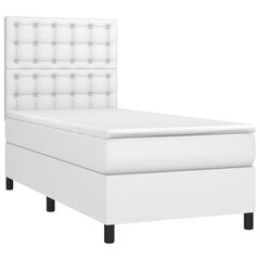 vidaXL atsperu gulta ar matraci, LED, balta, 80x200 cm, mākslīgā āda цена и информация | Кровати | 220.lv