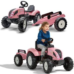 Falk traktors ar piekabi, rozā cena un informācija | Rotaļlietas zēniem | 220.lv