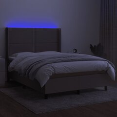 vidaXL atsperu gulta ar matraci, LED, pelēkbrūns audums, 140x200 cm цена и информация | Кровати | 220.lv