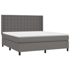 vidaXL atsperu gulta ar matraci, LED, pelēka, 180x200 cm, mākslīgā āda cena un informācija | Gultas | 220.lv