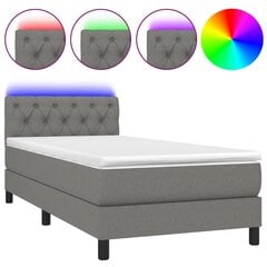 vidaXL atsperu gulta ar matraci, LED, tumši pelēks audums, 80x200 cm цена и информация | Кровати | 220.lv