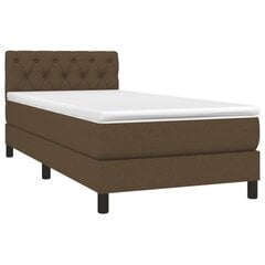 vidaXL atsperu gulta ar matraci, LED, tumši brūns audums, 80x200 cm cena un informācija | Gultas | 220.lv