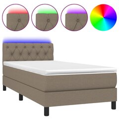 vidaXL atsperu gulta ar matraci, LED, pelēkbrūns audums, 80x200 cm цена и информация | Кровати | 220.lv