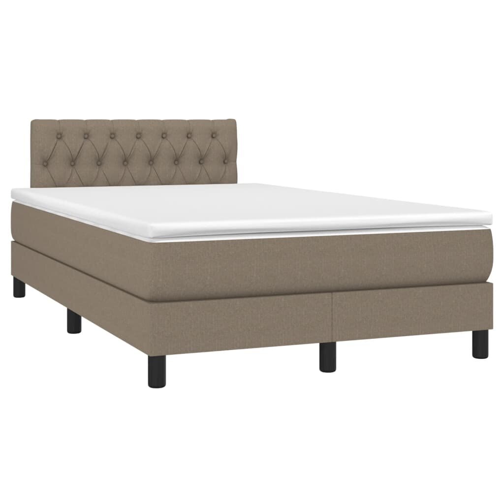 vidaXL atsperu gulta ar matraci, LED, pelēkbrūns audums, 120x200 cm cena un informācija | Gultas | 220.lv