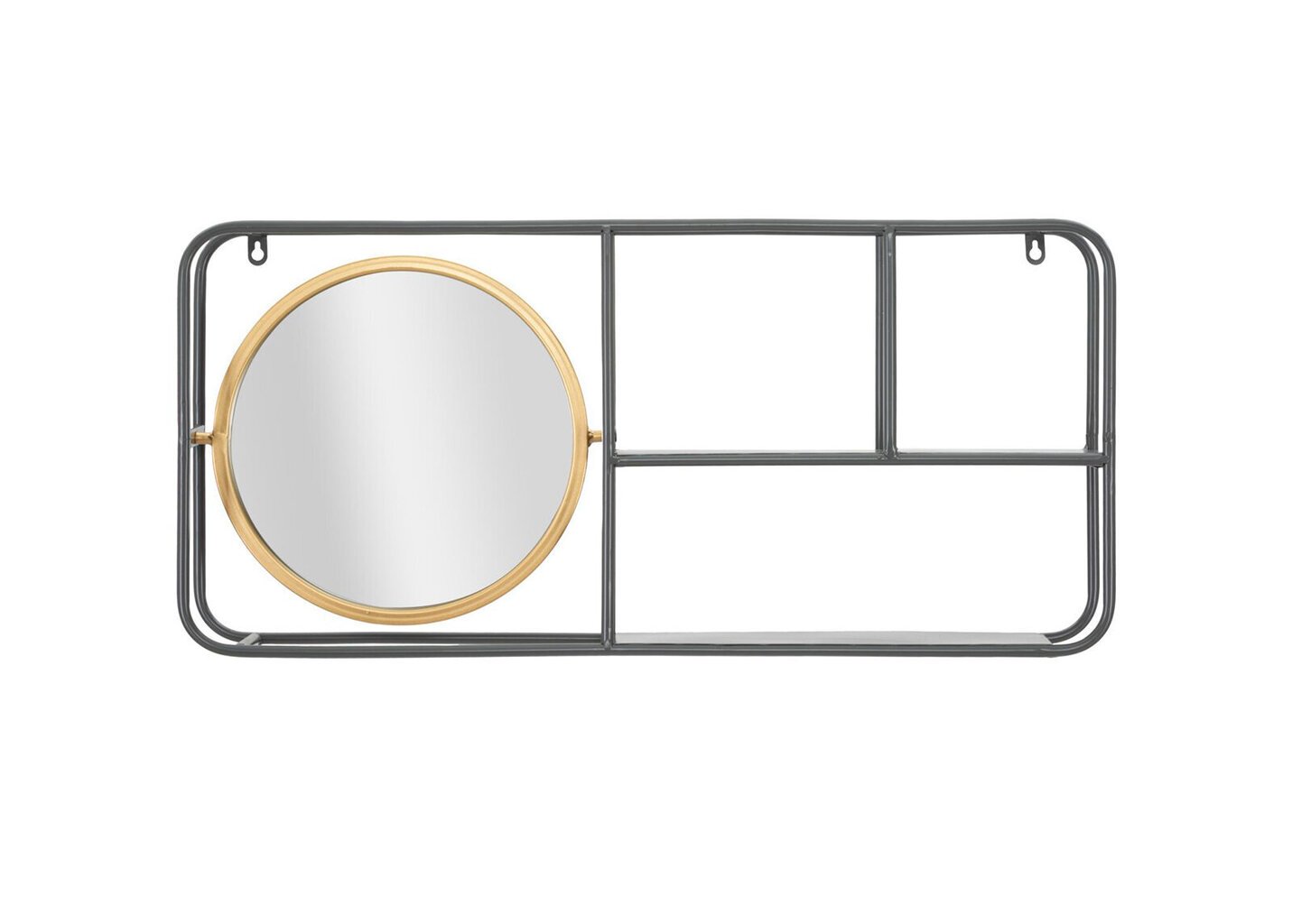 Sienas spogulis ar plauktu A2A Circle 74,5x35 cm, pelēks/zeltains цена и информация | Spoguļi | 220.lv