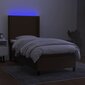 vidaXL atsperu gulta ar matraci, LED, tumši brūns audums, 80x200 cm цена и информация | Gultas | 220.lv