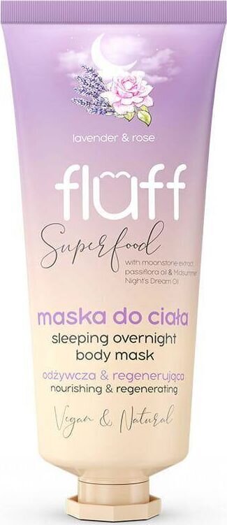 Nakts ķermeņa maska Fluff Super Food Sleeping Overnight Body Mask Lavanda un rozes, 150 ml cena un informācija | Ķermeņa krēmi, losjoni | 220.lv