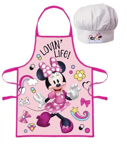 Bērnu priekšauts un cepure, Minnie Mouse cena un informācija | Virtuves dvieļi, cimdi, priekšauti | 220.lv