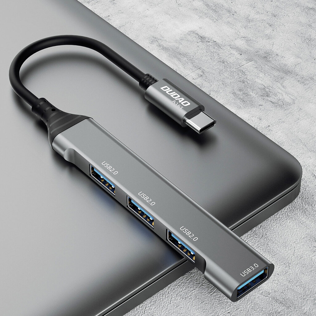 Dudao HUB 4in1 USB-C - 4x USB-A (3 x USB2.0 / USB3.0) 6.3cm (A16T) cena un informācija | Adapteri un USB centrmezgli | 220.lv