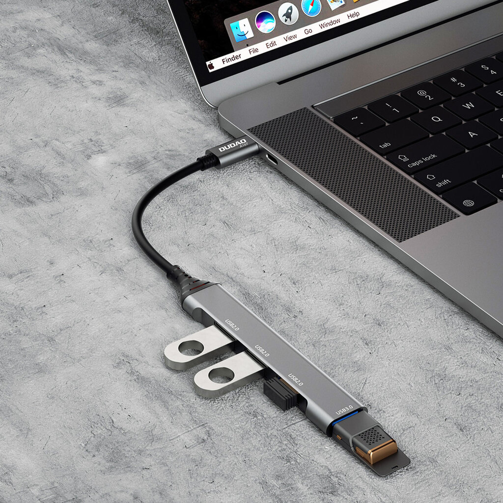 Dudao HUB 4in1 USB-C - 4x USB-A (3 x USB2.0 / USB3.0) 6.3cm (A16T) cena un informācija | Adapteri un USB centrmezgli | 220.lv