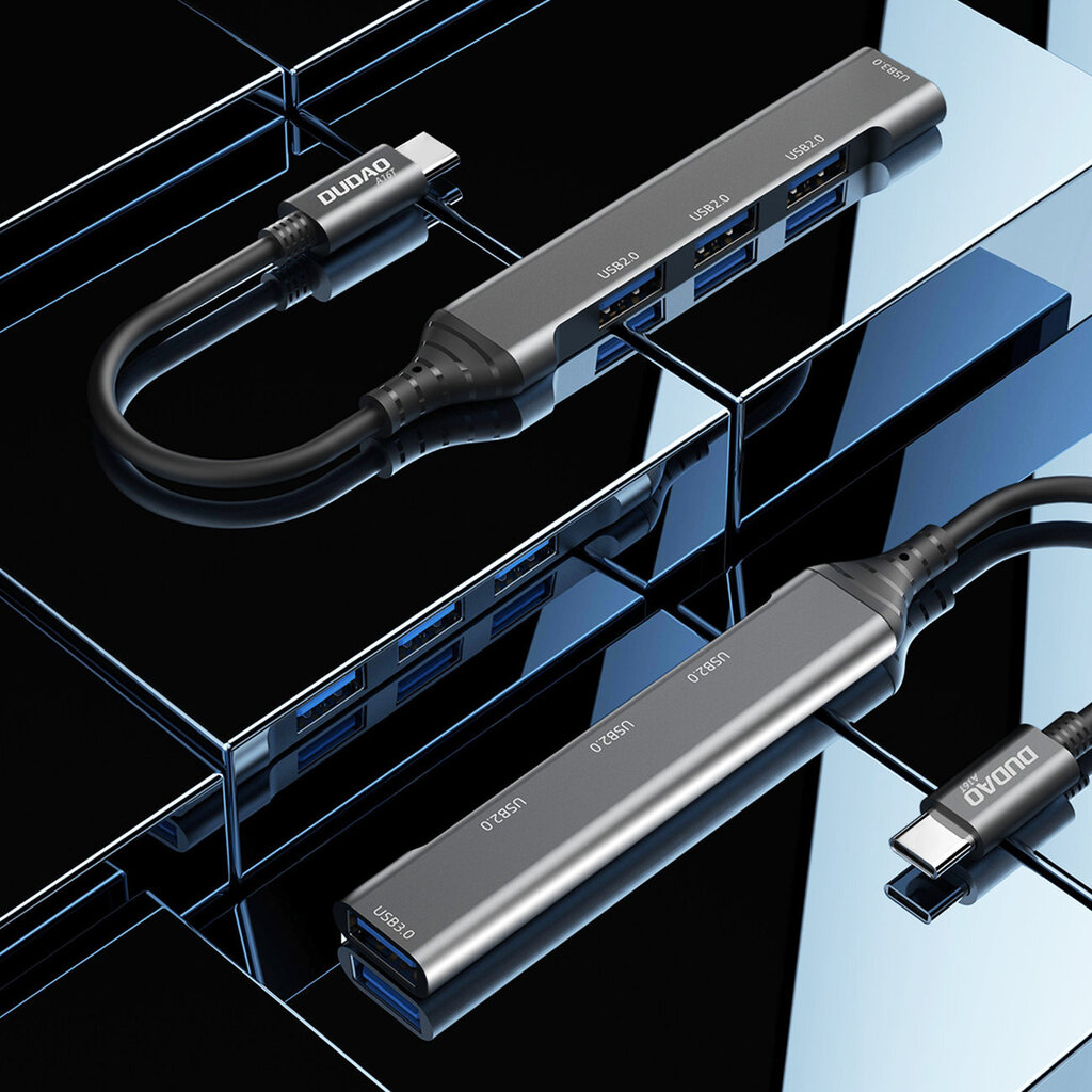 Dudao HUB 4in1 USB-C - 4x USB-A (3 x USB2.0 / USB3.0) 6.3cm (A16T) cena un informācija | Adapteri un USB centrmezgli | 220.lv