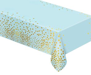 Скатерть фольгированная, 137 x 183 см, цвет light blue, gold dots, SH-OFGN 3215 цена и информация | Праздничная одноразовая посуда | 220.lv