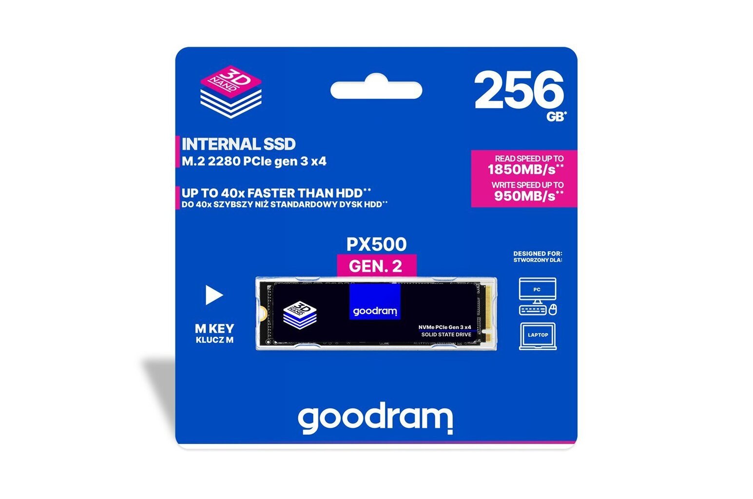 GoodRam SSDPR-PX500-512-80-G2 512GB M.2 PCIe NVMe PX500 G2 cena un informācija | Iekšējie cietie diski (HDD, SSD, Hybrid) | 220.lv