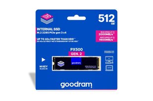 GoodRam SSDPR-PX500-512-80-G2 512GB M.2 PCIe NVMe PX500 G2 cena un informācija | Iekšējie cietie diski (HDD, SSD, Hybrid) | 220.lv