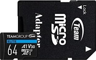 Team Group 64GB Elite microSDXC UHS-I U3, V30, A1 cena un informācija | Atmiņas kartes fotokamerām | 220.lv
