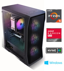 Gamer Ryzen 5 5600X 8GB 1TB SSD RX6600 Windows 10 Stacionārais dators cena un informācija | Stacionārie datori | 220.lv