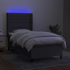 vidaXL atsperu gulta ar matraci, LED, tumši pelēks audums, 80x200 cm цена и информация | Кровати | 220.lv
