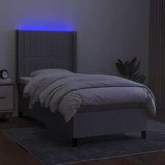 vidaXL atsperu gulta ar matraci, LED, gaiši pelēks audums, 80x200 cm цена и информация | Кровати | 220.lv