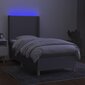vidaXL atsperu gulta ar matraci, LED, gaiši pelēks audums, 80x200 cm цена и информация | Gultas | 220.lv