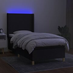 vidaXL atsperu gulta ar matraci, LED, melns audums, 80x200 cm цена и информация | Кровати | 220.lv