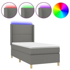 vidaXL atsperu gulta ar matraci, LED, tumši pelēks audums, 80x200 cm cena un informācija | Gultas | 220.lv