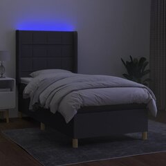 vidaXL atsperu gulta ar matraci, LED, tumši pelēks audums, 80x200 cm cena un informācija | Gultas | 220.lv
